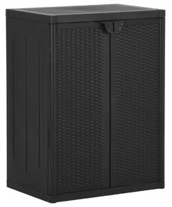 Fekete PP rattan kerti tárolószekrény 65 x 45 x 88 cm