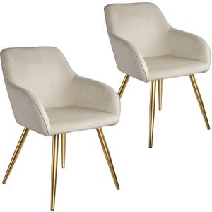 Tectake 404901 2 marilyn bársony kinézetű szék, arany színű - krém/arany