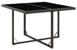 Fekete polyrattan és üveg kerti asztal 109 x 107 x 74 cm