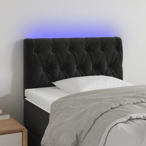Fekete bársony LED-es fejtámla 80 x 7 x 78/88 cm