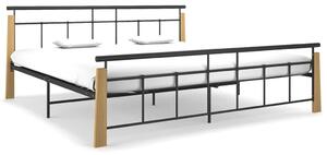 Fém és tömör tölgyfa ágykeret 200 x 200 cm