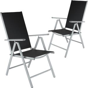 Tectake 401631 2 alumínium kerti összecsukható szék - fekete/ezüst