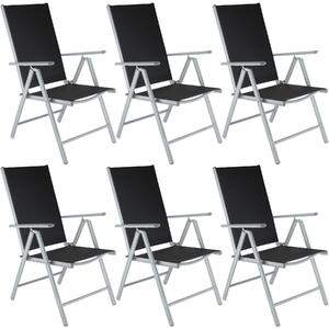 Tectake 404364 6 alumínium kerti összecsukható szék - fekete/ezüst