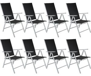 Tectake 404365 8 alumínium kerti összecsukható szék - fekete/ezüst