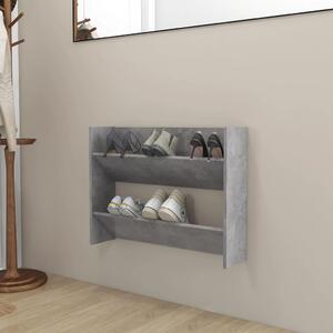 Betonszürke szerelt fa fali cipősszekrény 80 x 18 x 60 cm