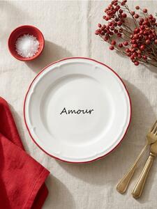 Sinsay - Kerámia tányér Amour felirattal - fehér