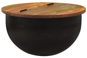 Fekete tömör újrahasznosított fa dohányzóasztal 50 x 27 cm
