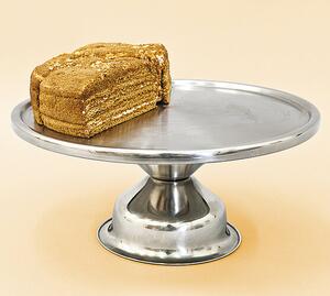 Nemesfém süteményes tálca, 34 cm átmérővel, ezüst, átmérő 34 x 8,5 cm