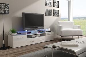 TV asztal + szekrény Blaise (fehér + fényes fehér) (világítás nélkül). 1058806