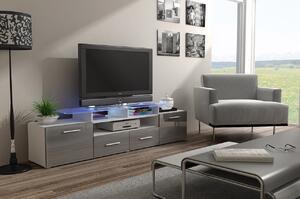 TV asztal + szekrény Blaise (fehér + fényes szürke) (világítás nélkül). 1058807