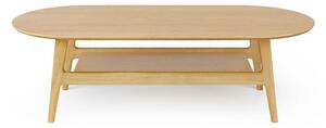 Natúr színű dohányzóasztal tölgyfa dekorral 60x130 cm Curved – Woodman