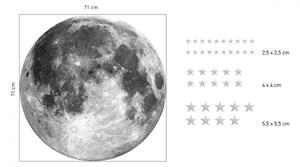 Dekoratív falmatrica - hold a csillagokkal 71 cm