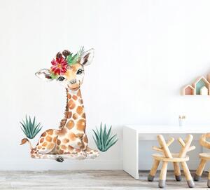 Dekoratív falmatrica - aranyos zsiráf 100 x 70 cm