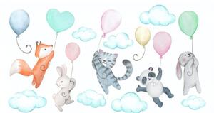 Állatok léggömbökkel dekoratív gyermek falmatrica 120 x 240 cm