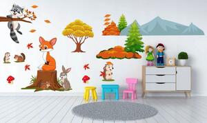Boldog erdei állatok színes gyerek falmatrica 100 x 240 cm