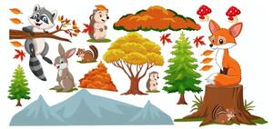 Boldog erdei állatok színes gyerek falmatrica 60 x 120 cm