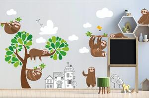 Sloth Family nagy méretű gyerek falmatrica 100 x 200 cm