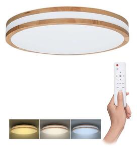 Woody LED mennyezeti lámpa távirányítóval állítható - 38 cm átmérő, barna