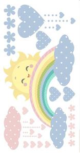 Nap, Szivárvány és Felhők gyönyörű falmatrica pasztell színekben 60 x 120 cm