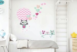 Owl In Love dekoratív falmatrica pasztell színekben 80 x 160 cm