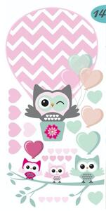 Owl In Love dekoratív falmatrica pasztell színekben 60 x 120 cm