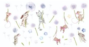 Animals On Dandelions imádnivaló baba falmatrica 60 x 120 cm