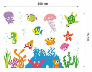 Színes matricák víz alatti világ nyomattal, 100 cm x 75 cm