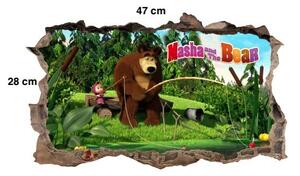 Masha And The Bear Fishing csodálatos gyerek falmatrica 47x77cm