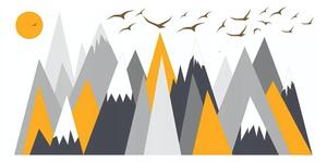 Csodálatos falmatrica hegyek és madarak motívumával 80 x 120 cm
