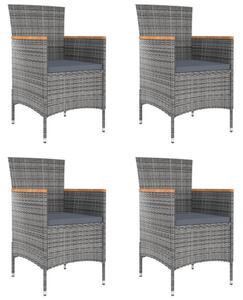 4 db szürke kerti polyrattan étkezőszék