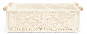 King Home Shp Boho Dekoratív Tároló Kosár Textil Bézs Makramé Mintával
