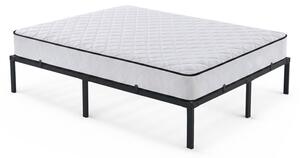AKORD Furniture Factory Összecsukható Fém Ágykeret Rugós Matraccal 140x190 cm Fekete 9 Lábbal 20 Léccel