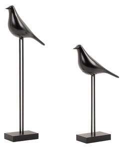 King Home Shp Birdy Dekoráció Szett Műanyag Fém Fekete Madár Figura