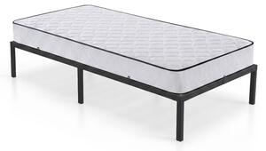 AKORD Furniture Factory Összecsukható Fém Ágykeret Matraccal 90x190 cm Fekete 6 Lábbal 10 Léccel