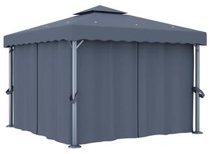 Antracitszürke alumíniumpavilon függönnyel 3 x 3 m