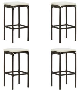 4 db barna polyrattan bárszék párnával
