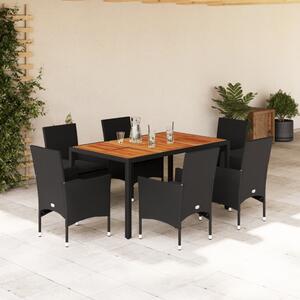 VidaXL Polyrattan Kerti Étkezőgarnitúra - 7 részes - Fekete
