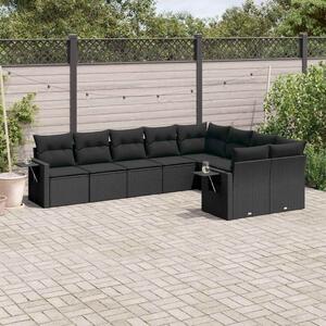 VidaXL Polyrattan Kerti Ülőgarnitúra - 9 részes - Fekete