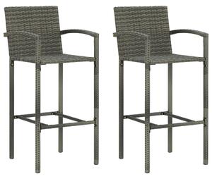 2 db szürke polyrattan bárszék