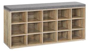 VASAGLE Cipőtartó pad, cipőpolc ülőfelülettel, 30×105×48 cm, türkizbarna–szürke