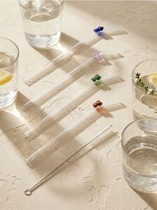 Sinsay - Üveg szívószálak pillangókkal és tisztítókefével 5 pack - clear