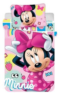 Rózsaszín pamut gyerek ágyneműhuzat babaágyhoz 100x135 cm Minnie "Sweet" – Jerry Fabrics