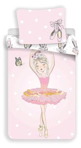 Rózsaszín egyszemélyes pamut gyerek ágyneműhuzat 140x200 cm Ballerina – Jerry Fabrics