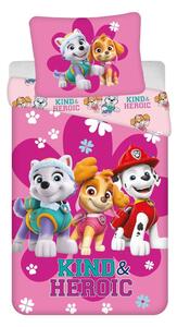 Rózsaszín egyszemélyes pamut gyerek ágyneműhuzat 140x200 cm Paw Patrol "Heroic" – Jerry Fabrics