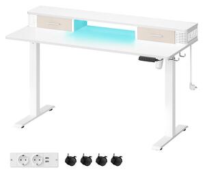 VASAGLE Smart Elektromos Állítható Magasságú Íróasztal Monitortartóval Felhőfehér