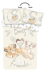 Világossárga pamut gyerek ágyneműhuzat babaágyhoz 100x135 cm Lion King "Best Friends" – Jerry Fabrics