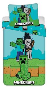 Zöld-kék egyszemélyes pamut gyerek ágyneműhuzat 140x200 cm Minecraft "Mobs Here" – Jerry Fabrics