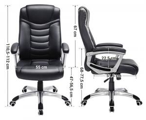 SONGMICS OBG21B Ergonomikus Irodai Szék Fekete PU Bőr