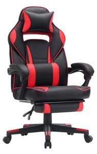 SONGMICS Racing Gamer Szék Lábtartóval Ergonomikus Fekete-Piros