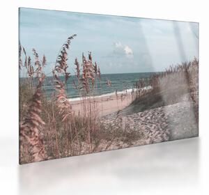 Üveg kép - Rózsaszín strand (70x50 cm)
